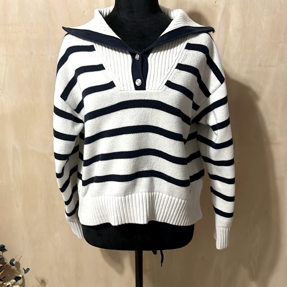 Women’s Nautical blue and white striped sweater
